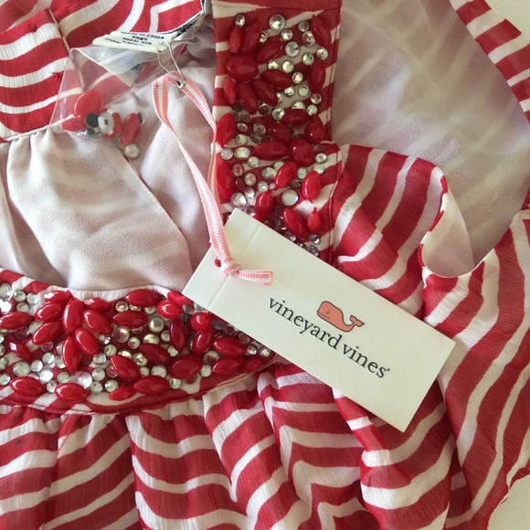 VINEYARD VINES  WHALE WAVE  SILK BEADED NECKLINE DRESS SIZE XS NWT - Picture 7 of 8